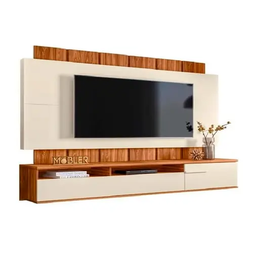 Home Suspenso Sena 1.8 Mobler Para TV ate 75" Polegadas Cinamomo Mel/Off White