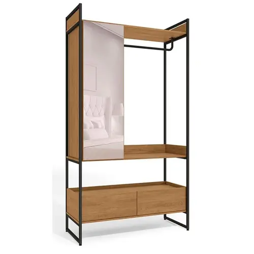 Roupeiro Closet Kappesberg LI029 1 porta e 2 Gavetas Freijo e Preto fosco