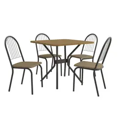 Sala de Jantar Kappesberg Crome 4 Cadeiras Preto Fosco/Bege