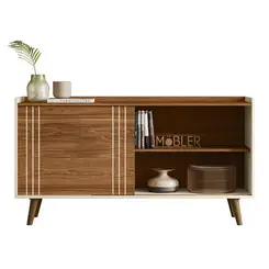 Rack Bancada Austin 1.36 Mobler Cinamomo Mel/Perola Metalizado