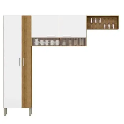 Cozinha Kits Parana Lumini 4 Portas Freijo Supremo