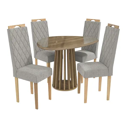 Sala de Jantar Kappesberg CSJ1413EA-A056 Mesa redonda com 4 Cadeiras Boucle Cinza