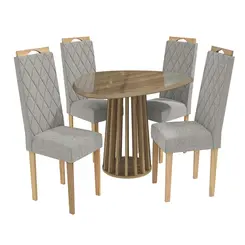 Sala de Jantar Kappesberg CSJ1413EA-A056 Mesa redonda com 4 Cadeiras Boucle Cinza