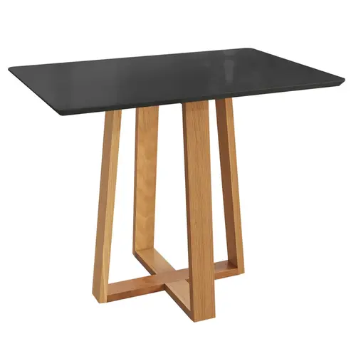 Mesa Kappesberg CSJ021CAPRFV7 Tampo de MDF/Vidro com base madeira macica Preto Carvalho