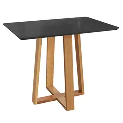 Mesa Kappesberg CSJ021CAPRFV7 Tampo de MDF/Vidro com base madeira macica Preto Carvalho