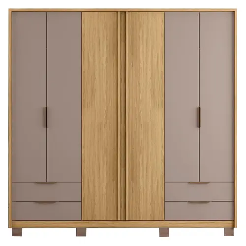 Roupeiro Caemmun 6 portas 4 gavetas Esmeralda 2.4 em MDP Buriti Fendi