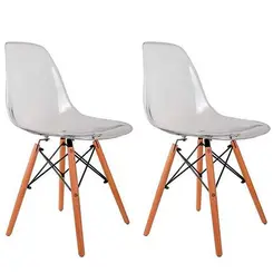 Par de Cadeira Charles Eames SB Branco Transparente