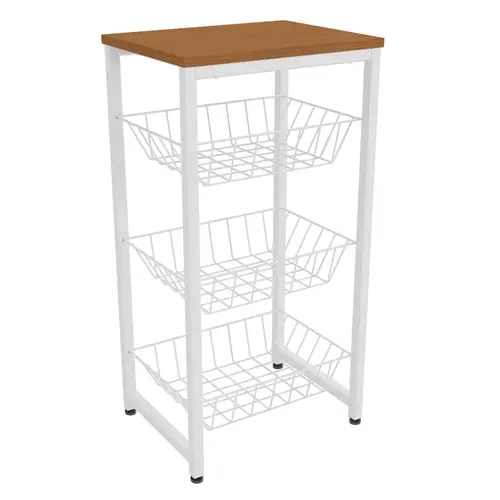 Fruteira Organizadora Kappesberg Crome Industrial Canela Branco Brilhoso