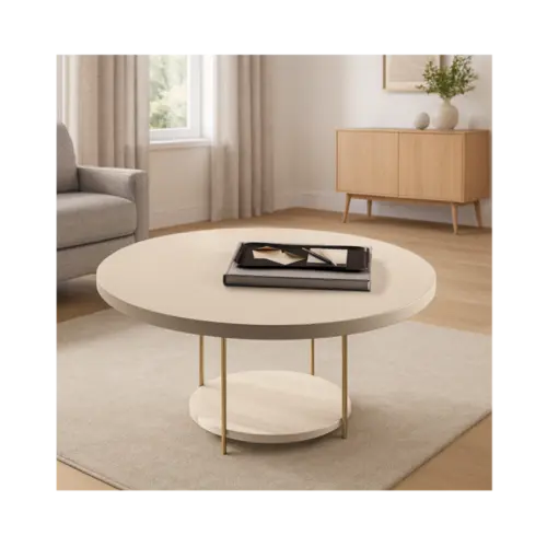 Mesa De Centro SKY HB Com Tampo De Madeira Off White