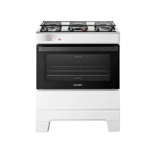 Fogao Esmaltec Ideal Piso 5 Bocas Com Mesa De Aco Inox e Acendimento Automatico Branco