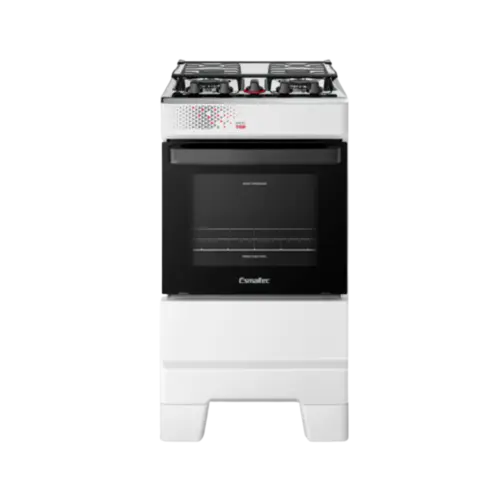 Fogao Esmaltec Ideal Top 4 Bocas Com Mesa Em Inox e Acendimento Automatico Branco Bivolt