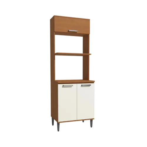 Paneleiro Linna Kappesberg 3 Portas 2 Prateleira Com Nichos Cinamomo Off White