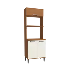 Paneleiro Linna Kappesberg 3 Portas 2 Prateleira Com Nichos Cinamomo Off White