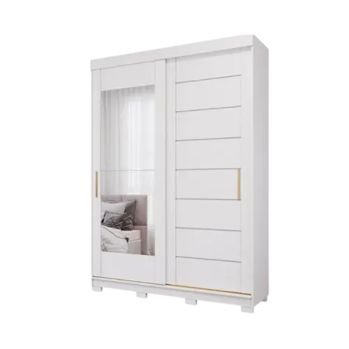 Roupeiro Liz Panan 100% MDF Duas Portas 3 Gavetas Com Espelho Branco