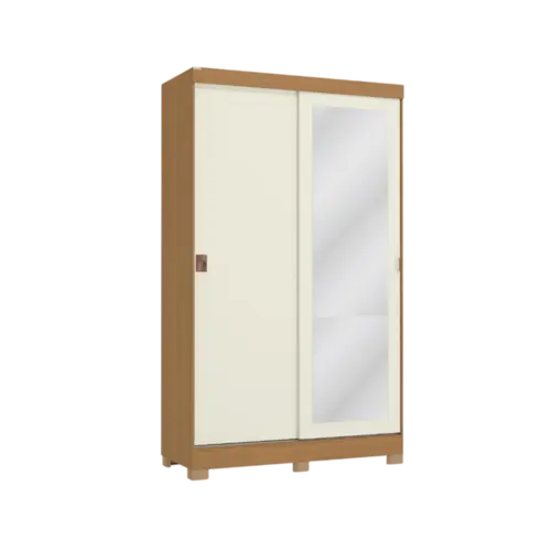 Roupeiro Kappesberg MDF 2 Portas 2 Gavetas Com Espelho Off White Canela