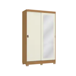 Roupeiro Kappesberg MDF 2 Portas 2 Gavetas Com Espelho Off White Canela