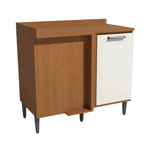 Balcao De Canto Reto Linna Kappesberg 1 Porta Canela Off White