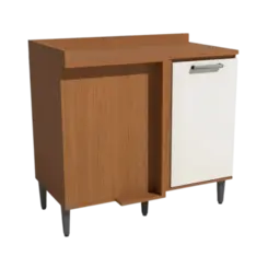 Balcao De Canto Reto Linna Kappesberg 1 Porta Canela Off White