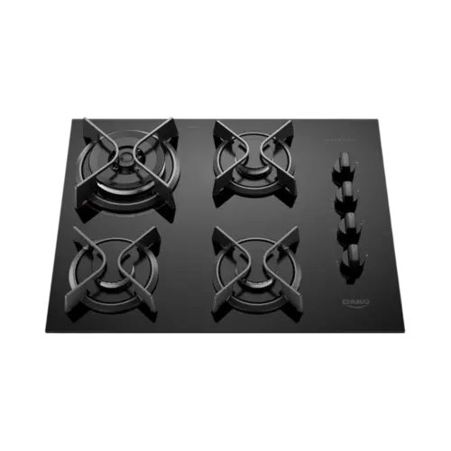 Cooktop Dako Supreme 4 Bocas Com Mesa De Vidro Tripla Chama Preto Bivolt