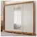 Roupeiro Panan Cecilia Slide Casal 3 Portas 6 Gavetas Com Espelho Cinamomo Off White