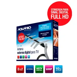 Antena Externa Aquario Digital Para TV 2 Em 1 Completa