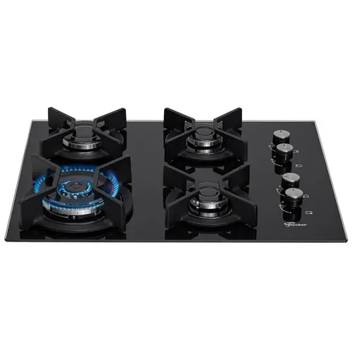 Cooktop Fischer TC Infinity 4 Bocas Gas Mesa de Vidro Acendimento Superautomatico Preto Bivolt