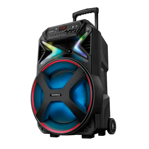 Caixa Amplificada Mondial CM-700 Connect Lights Plus 700W Bluetooth Bateria Interna Recarregavel e Radio FM