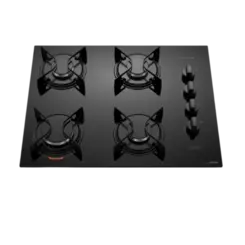 Cooktop Atlas 4 Bocas U Top Com Mesa De Vidro e Botoes Removiveis Preto Bivolt