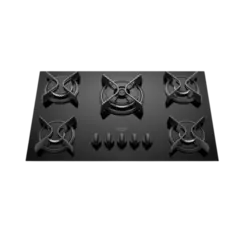 Cooktop Dako Supreme 5 Bocas Com Mesa De Vidro Tripla Chama Preto Bivolt