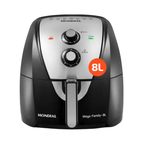 Fritadeira Mondial Air Fryer 8 Litros Com Desligamento Automatico Preto Inox 127V