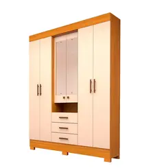 Roupeiro ACP Debora 6 Portas 3 Gavetas com Espelho Nature/Off White