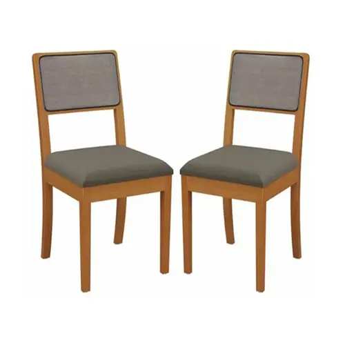 Par de Cadeiras Kappesberg Para Sala de Jantar Premium Linho Mescla Com Tela Chumbo
