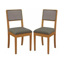 Par de Cadeiras Kappesberg Para Sala de Jantar Premium Linho Mescla Com Tela Chumbo