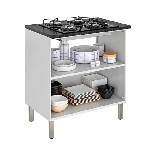 Balcao Itatiaia Tarsila Para Cooktop 4 Bocas Com 2 Portas Branco