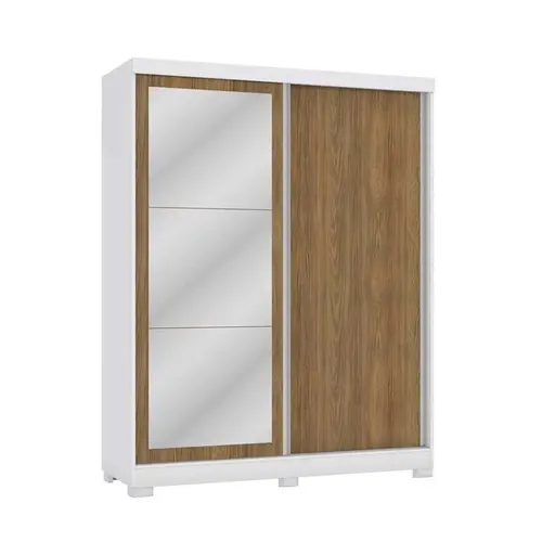 Roupeiro Kappesberg CB01N571 2 Portas reversiveis de Correr 2 Gavetas Com Espelho Branco/Nogueira ou Verde Oliva