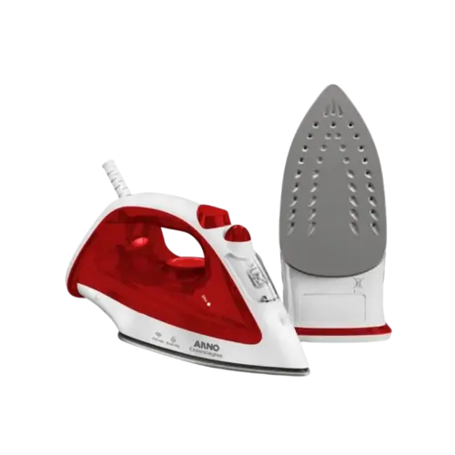Ferro De Passar Arno Vapor Com Base Antiaderente Branco Vermelho 127v