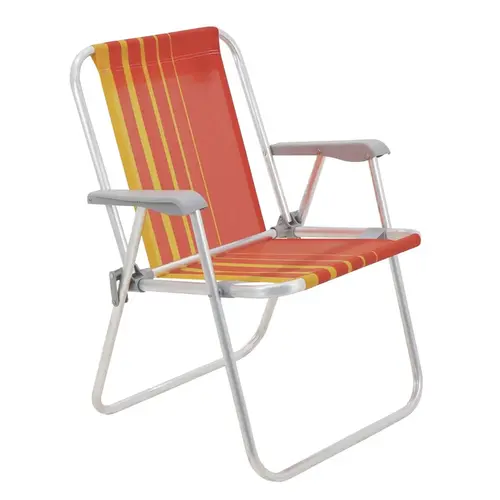 Cadeira de Praia Tramontina 92900001 Samoa Alta em Aluminio com Assento Laranja e Amarelo
