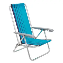 Cadeira Praia Reclinavel Tramontina Bali Baixa Em Aluminio Azul