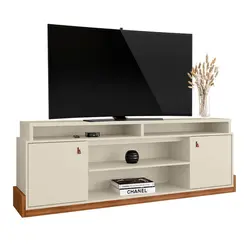 Rack Bancada Montana 1.88 Mobler Para TV Ate 75" Polegadas Perola Metalizado Cinamomo Mel