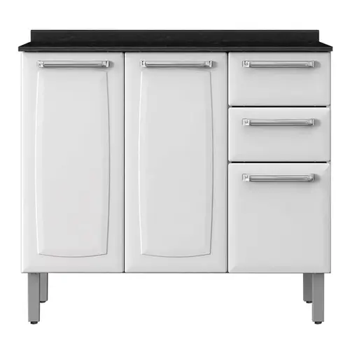Balcao de Cozinha Itatiaia Luce 3 Portas 2 Gavetas Branco