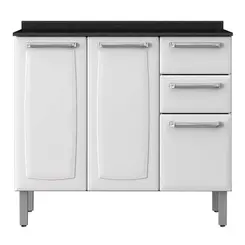 Balcao de Cozinha Itatiaia Luce 3 Portas 2 Gavetas Branco