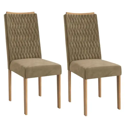 Par de Cadeiras Sala Jantar 2CAD159EA-A036 Suede Bege