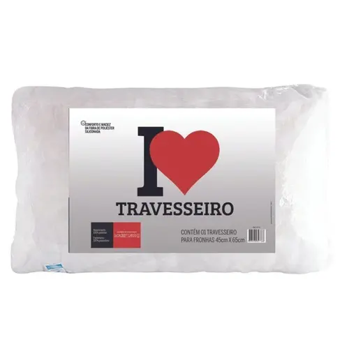 Travesseiro Fibrasca 4776 Fibra Siliconizada I Love 100% Poliester Branco