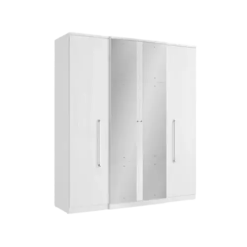 Roupeiro Splendore Plus Glass THB 4 Portas 2 Gavetas Com Espelho Branco Sensitive