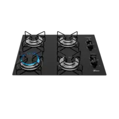 Cooktop a Gas Fischer 36350 102675 Queimadores Trempe de Aco Esmaltado Mesa de Vidro Preto Bivolt