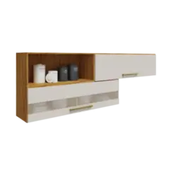 Armario Aereo Riodoce Carmenere 100% MDF Com 2 Portas e 1 Nicho Amendoa Off White