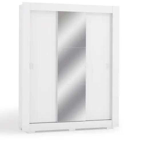 Roupeiro Kappesberg CBH563BR 3 Portas de Correr Com Espelho e Pes Branco
