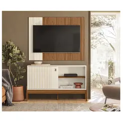 Rack Com Painel Wood 1.2 Mobler Perola Metalizado Cinamomo Mel