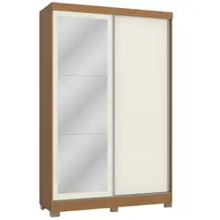 Roupeiro Kappesberg Solteiro 2 Portas Com Espelho Em MDP Canela Off White