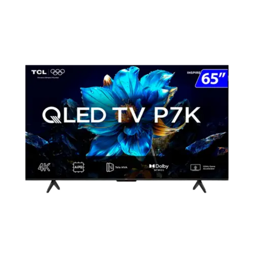 Smart TV QLED 65" 65P7K TCL 4K Wi-Fi Dolby Atmos Bluetooth 5.4 Preto